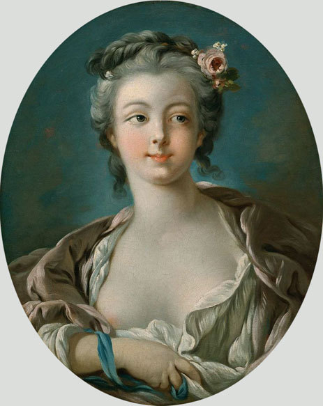 Young Woman with Flowers in Her Hair wrongly called Portrait of Madame Boucher, 1734, Francois Bouch