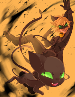 Yobot:  Done With This!! Hngggg… First Drawing Of Chat (Cat) Noir And Plagg! 