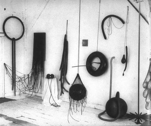 Eva Hesse,Photograph of Hesse’s studio, early 1966