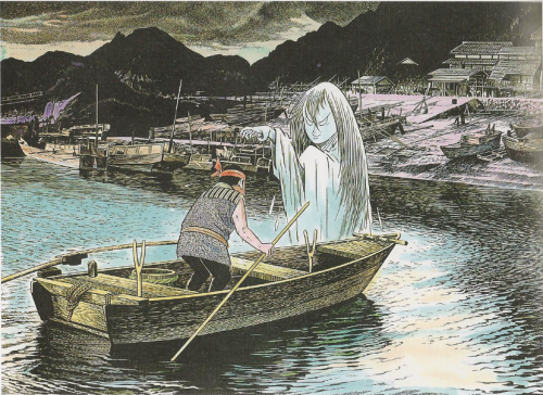 nekosaurus-rex:  Nure-onna 濡女 (the soaked woman) by Mizuki Shigeru 水木しげる Amazing blog with very good english translations of his monster and ghost stories : Hyakumonogatari kaidankai 百物語怪談会 