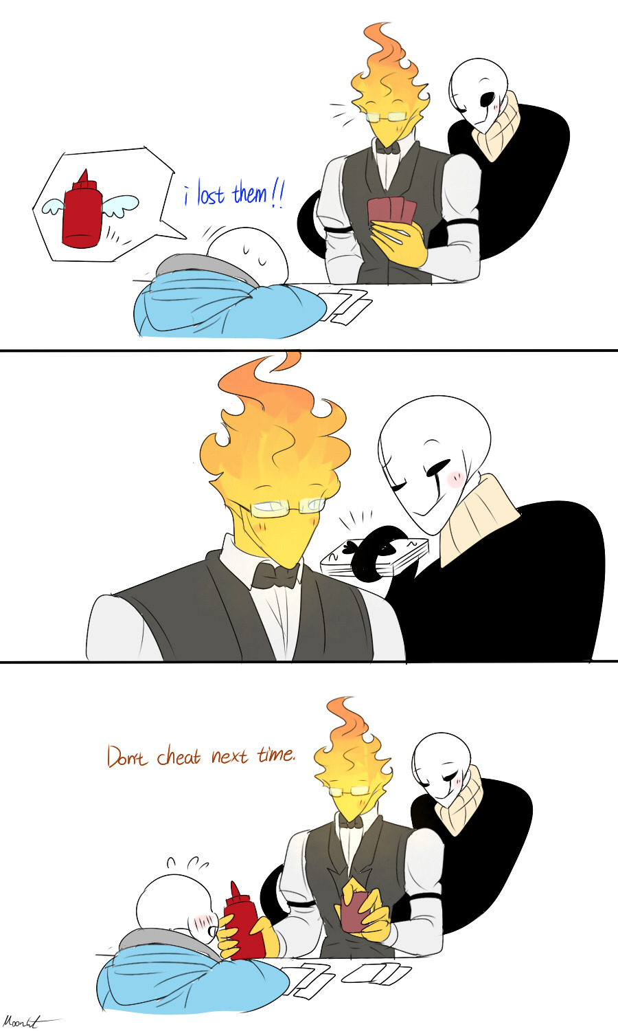 mooncatyao:  [Cheat] Grillby &amp; little Sanslike father like son? XDDDDDDDDDDDOnly