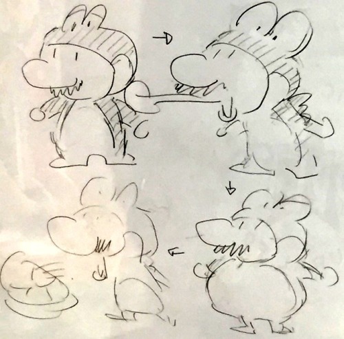suppermariobroth:Rough concept art sketch for Frog Mario in Super Mario Bros. 3. At an early point i