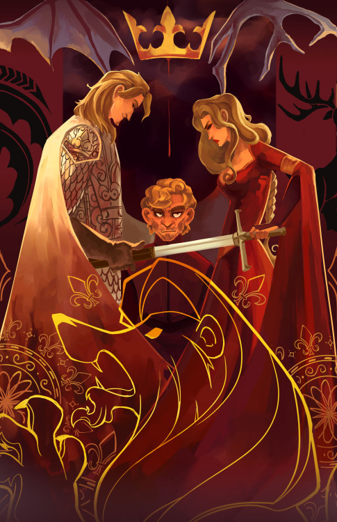 doodle-mon:  [EDIT] Fixed the sword a bit and changed it to be warmer. Please reblog again for the non-crappy version! The Lannisters! God, this took forever. Designing the graphics on the bottom were a nightmare. Seems like I’ve shot myself in the