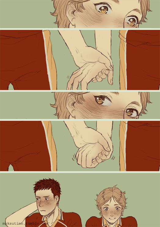 moksutinn:  my friend wanted a comic about daichi and suga holding hands for the