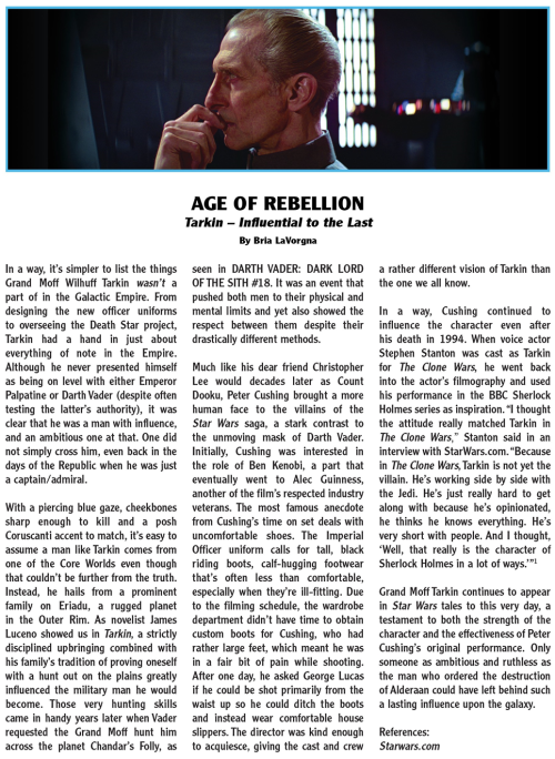 Age of Rebellion: Grand Moff Tarkin #1 - “Tarkin: Influential to the Last” (2019)written