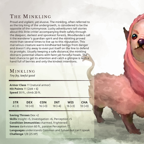 the-fluffy-folio: The Minkling – Tiny fey, lawful goodProud and vigilant, yet elusive. The Minkling,