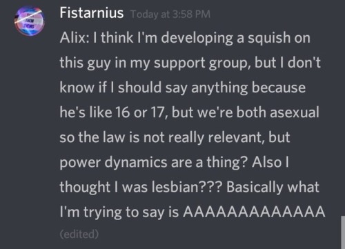 misandristmedusa:@actingnt is a 24 year old who, in an autistic server I’m a mod of, openly admitted