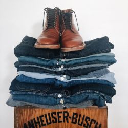 selvedge-socks-shoes:  “Slightly becoming obsessed with indigo shirts. Surprised?!” by @whaleysworld