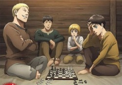 Small preview of what should be a new clearfile/season 2 image that will go along with Bessatsu Shonen’s May 2017 issue (To be released in early April and with SnK on the cover), featuring Reiner, Bertholt, Armin, and Eren!More details will be available