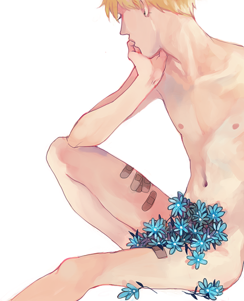 kelpls:  drew some quick naked boys with flowers bc i just needed to indulge myself for a bit