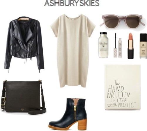 ashbury skies by bbykelsey featuring a zipper leather jacketLa Garçonne Moderne below knee dress / Z