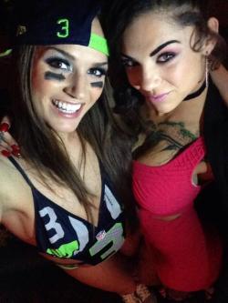 gorgeouspornstars:  Tori Black &amp; Bonnie Rotten watching Super Bowl XLVIII 