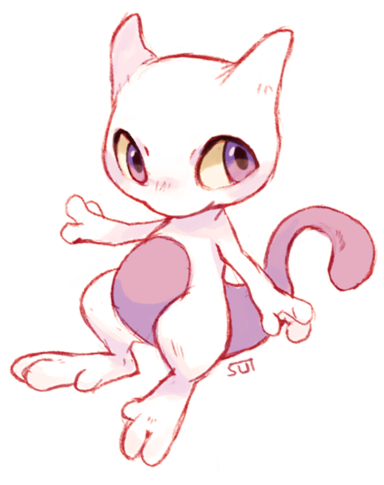 yellowfur:  mew (+mewtwo) variation doodle haha ..looks like a chibi mewtwo actually