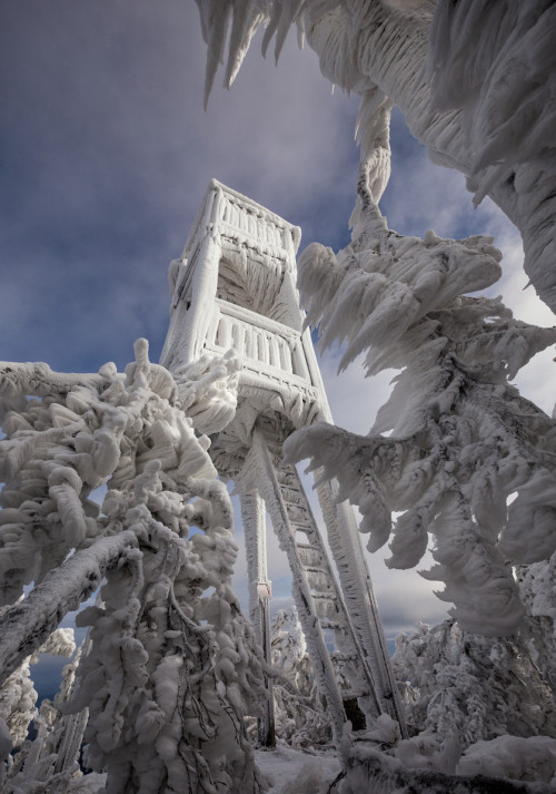 itscolossal:After weeks of strong winds, ice, snow, and fog, photographer Marko Korosec climbed a mo