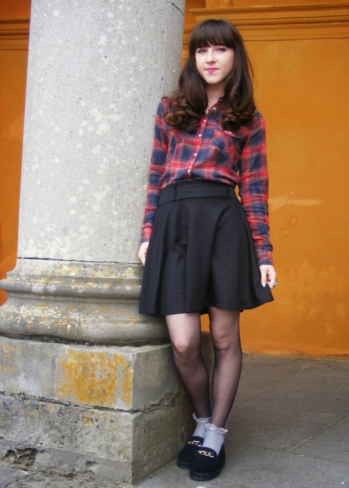 Fashionmylegs: Style Pick  Shirt- Penneys/Primark Skirt- Catch Tights &amp; socks- Penneys/