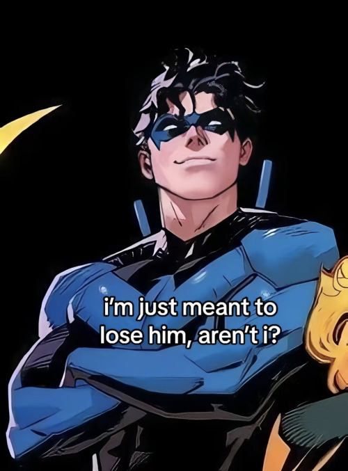 art of nightwing, captioned: i’m just meant to lose him aren’t i