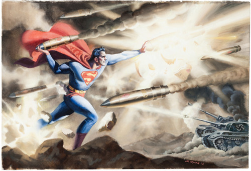 thebristolboard: Superman and Batman World War II paintings by Steve Rude, 2016.