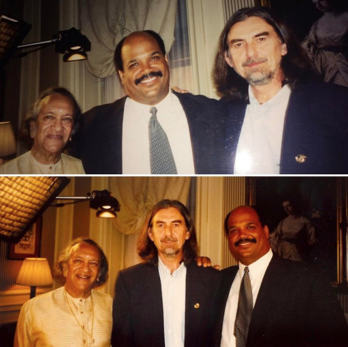 Mark McEwen with George Harrison and Ravi Shankar, May 1997; photos courtesy of iammarkmcewen.blogsp