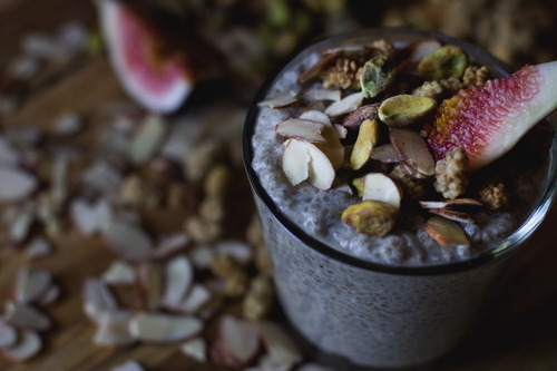 vegan-sophistication:  Saffron, Cardamom & Vanilla Chia Seed Pudding with Mulberries, Almonds, P