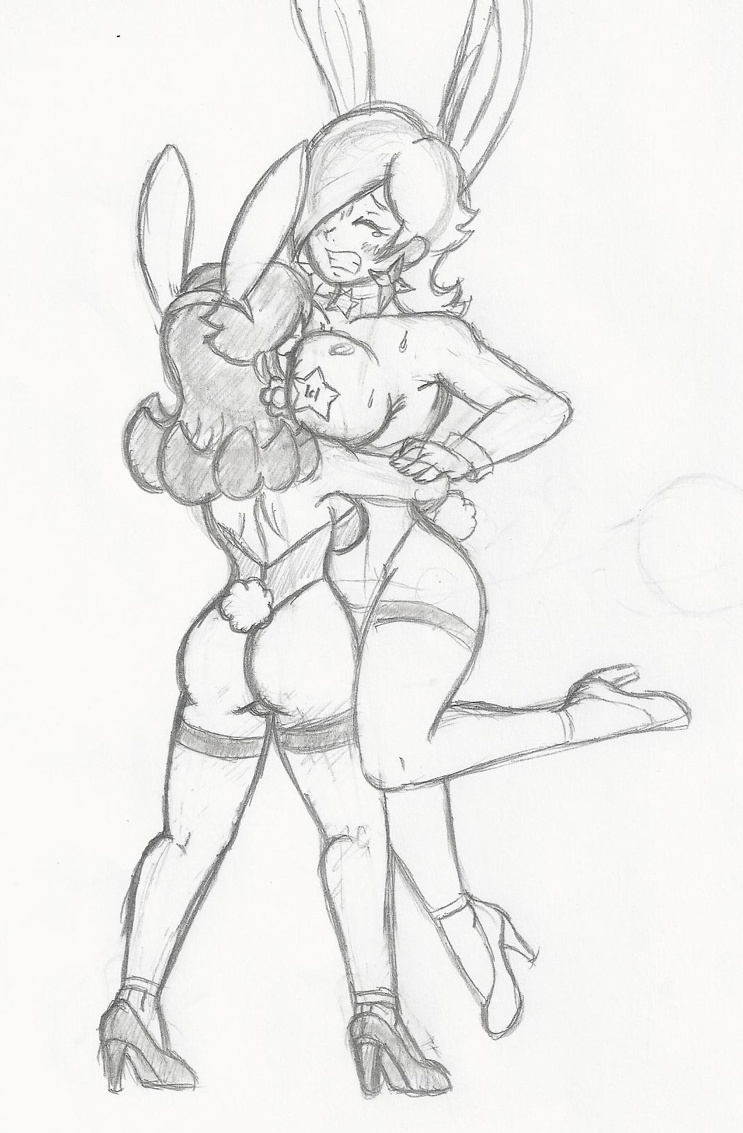 firegon55:  Daisy vs Rosalina here’s a sketch of Daisy giving Rosalina a bear hug.