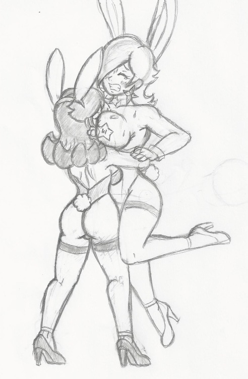 firegon55:  Daisy vs Rosalina here’s a sketch of Daisy giving Rosalina a bear hug. btw this is not an anti Rosalina pic.  I want hugs too~ < |D’“’