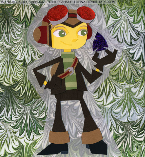 nasubionna:  Experimenting with paper collage, here are the four major characters of the excellent video game “Psychonauts” (and the upcoming sequels!!!): Razputin Aquato, Lili Zanotto, Milla Vodello and Sasha Nein.  Super fun, and I learned a lot.