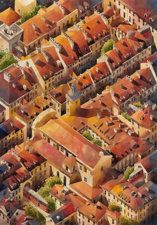 lamus-dworski:Re-imagined views of Warsaw on watercolor paintings by Tytus Brzozowski.