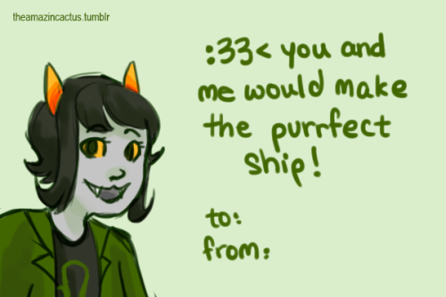 theamazincactus:   Haha more valentines!! These took FOREVER Feel free to send these to people, but please do not crop out my signature! Thanks~ Beta Kids 