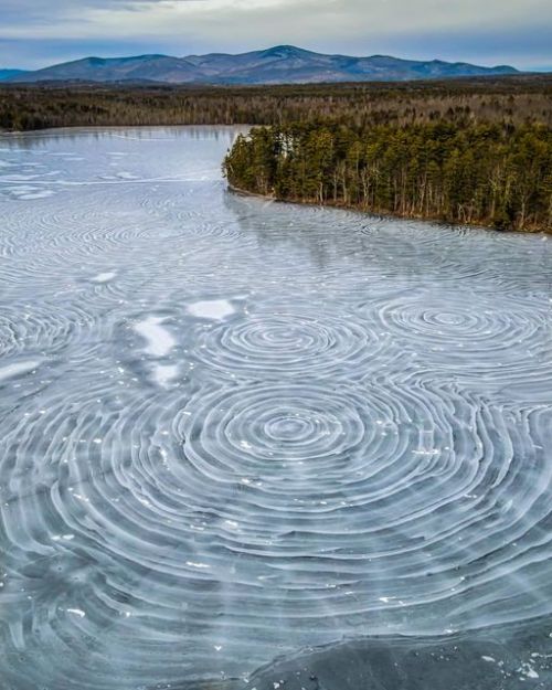 blondebrainpower:The way this ice formed on Mirror Lake in New Hampshire.