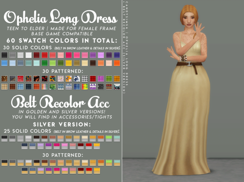 candysims4:OPHELIA DRESSA casual long dress, perfect for spring and summer seasons.TEEN TO ELDERBASE