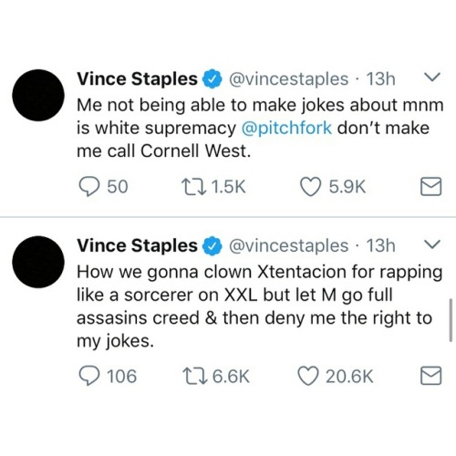 blvckgeezus: 56blogsstillcrazy: PROTECT VINCE STAPLES AT ALL COST I swear Vince my nigga