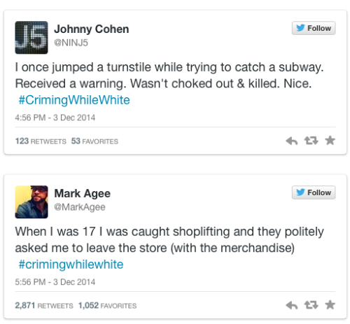micdotcom:  #CrimingWhileWhite brilliantly exposes law enforcement’s racist double standard   Some of the most powerful responses to social injustice are born on social media, and Wednesday night, that power was on full display. Following a grand jury’s