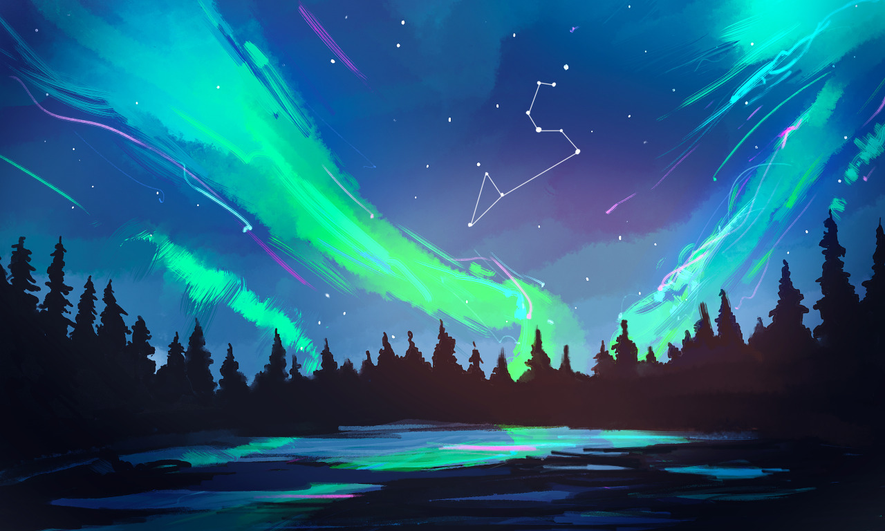 star-plasma:Leo // northern lights [prints available] 