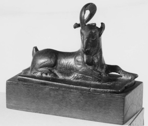 Bronze recumbent ibex, Iron-age Iranian, ca. 9th century BCE