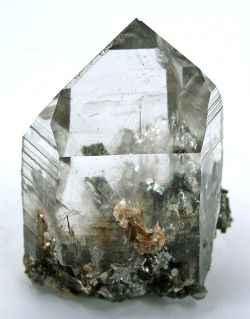 themagicfarawayttree:  Quartz with arsenopyrite inclusions / Mineral Friends ♥