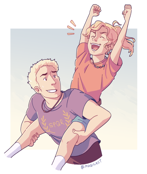 magicact: commission for @emmeryn of two percy jackson characters!