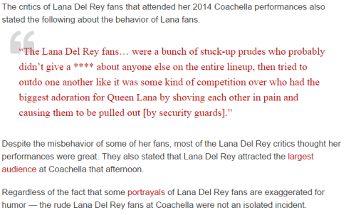 pinupgalore-lanadelrey:  pinupgalore-lanadelrey:  (x)I HIGHLY doubt she canceled the Dallas show because of fans but some of the fans at that show acted horribly.. pouring beer on people and fighting.. it’s just terrible. Some fans really need to check