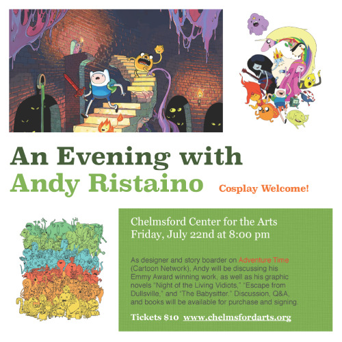 skronked:  hey New Englanders! i will be talking about my time working in animation and drawing comics at the chelmsford center for the arts in Chelmsford, Massachusetts friday July 22nd at 8:00 pm. if you are nearby and have an interest in seeing the