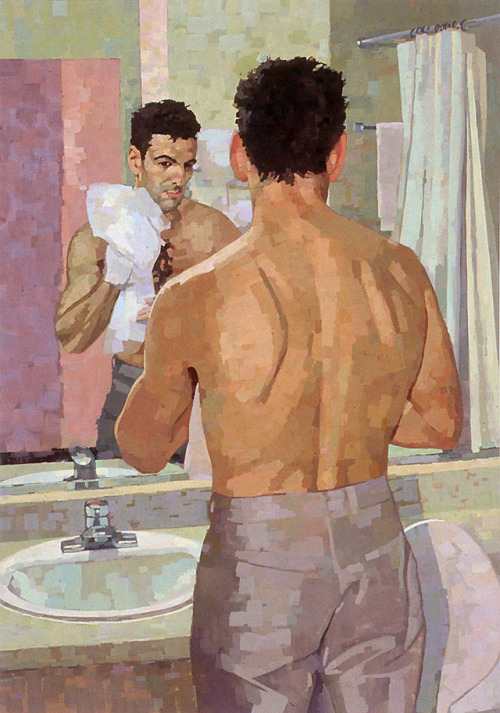 grundoonmgnx:  Jane Fisher, Hotel Bathroom Mirror, 2002Gouache on paper, 30" x 22"  