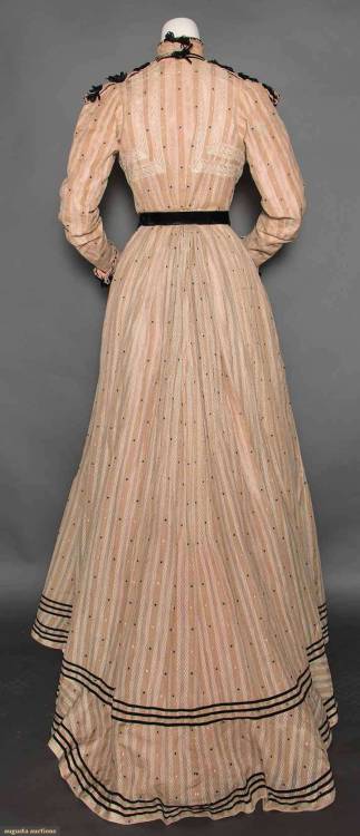 Velvet Trimmed Cotton Day Dress, ca. 1900via Augusta Auctions