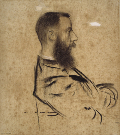 mrdirtybear:‘Portrait of Raymond Foulche-Delbosc’ as sketched by Spanish artist Ramon Casas (1866-1932). Raymond Fouche-Delbosc (1864-1929) was a linguist. He was campaigner for Occitan and Basque autonomy. Ocittan, pronounced ‘oxiton’, is a region