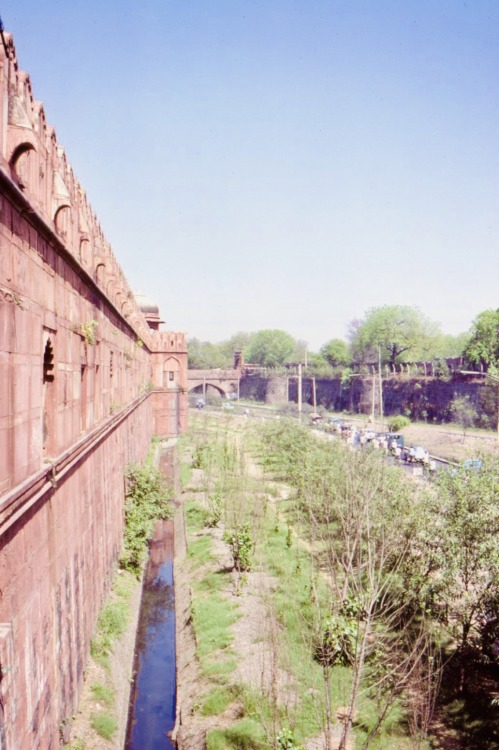 Exterior Wall and Moat, Red Fort, Delhi, 1978.