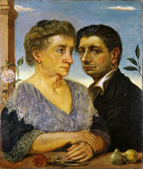 mybluewindow:Giorgio de Chirico - “Self-Portrait with his Mother”, 1919