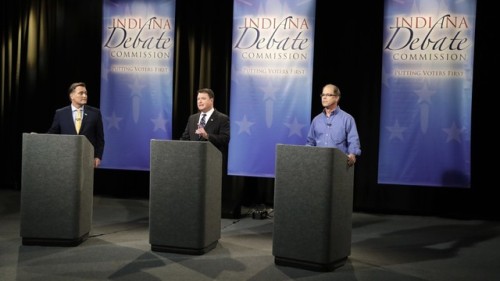 It’s a primary debate for Republicans running for U.S. Senate from Indiana, and three white men &nda