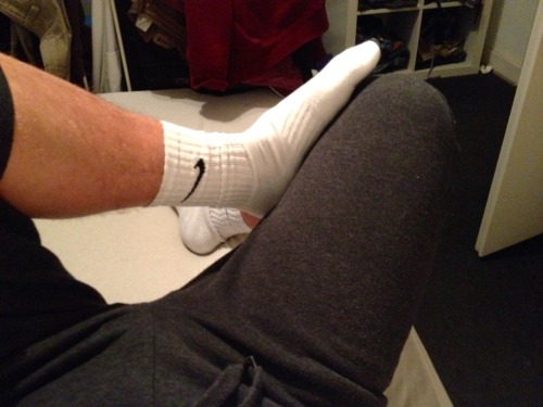 Into lads in white nike sports socks