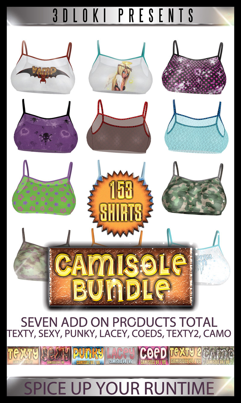 A bundle of Loki&rsquo;s Camisole texture packs for disordercode&rsquo;s