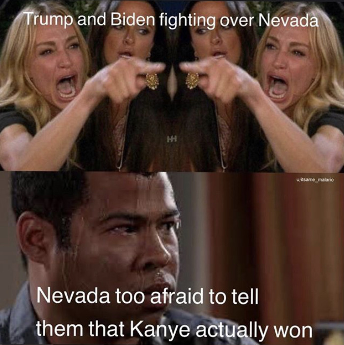 Kanye West Donald Trump Joe Biden Nevada Usa Election Meme Funny Catchymemes