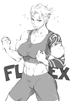 gebdraws:  I like to draw abs and tits so I had to draw Zarya without her armor. 