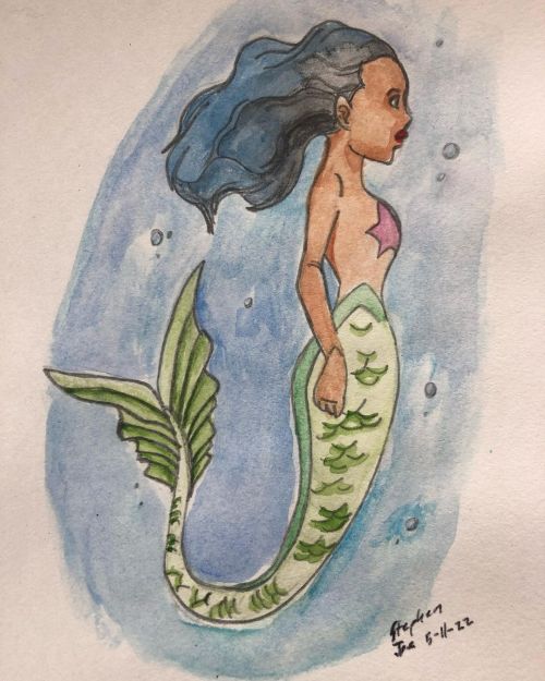Just draw and watercolor mermaid as Pacific Native American for #datutorialmermaid only in Deviantar
