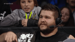 12roundsofambrose:  sethdeanromangifs:  Kevin Owens gets an unexpected present. 